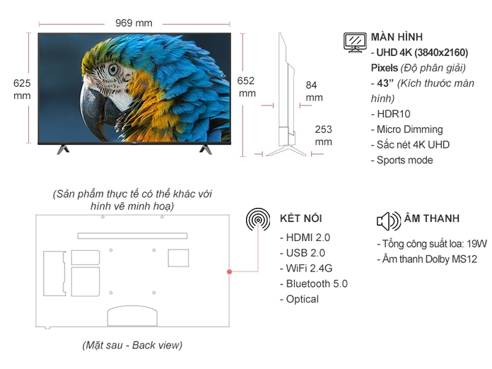 Android Tivi TCL 4K 43 inch 43P618