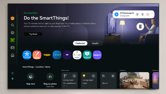 Smart TV QA50Q8FAAKXXV được tích hợp ứng dụng SmartThings Smart TV QA50Q8FAAKXXV được tích hợp ứng dụng SmartThings