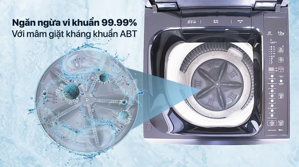 Máy giặt Aqua 10 KG AQW-F100GT.BK - Mâm kháng khuẩn ABT Máy giặt Aqua 10 KG AQW-F100GT.BK - Mâm kháng khuẩn ABT