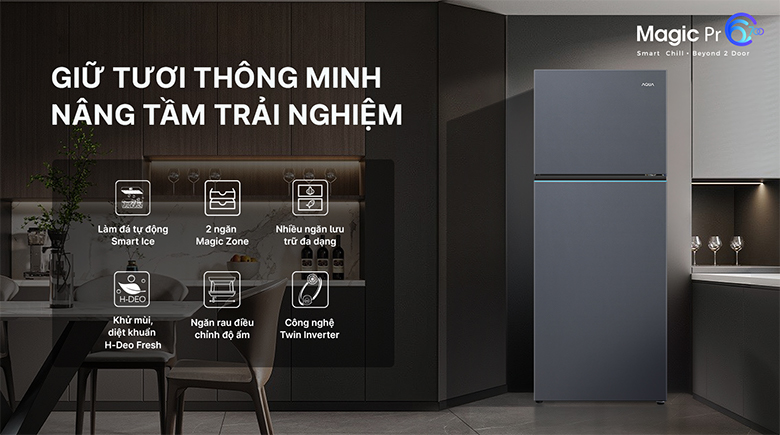 Tủ lạnh Aqua Inverter 455 lít AQR-TA518FA(SL)