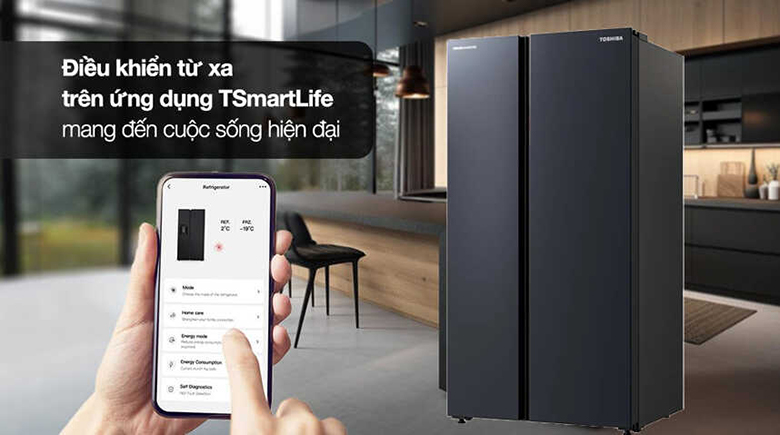 Tủ lạnh Side By Side Toshiba Inverter 711 lít GR-RS910WI-PMV(06)-MG - Điều khiển tiện lợi từ xa qua ứng dụng TSmartLife