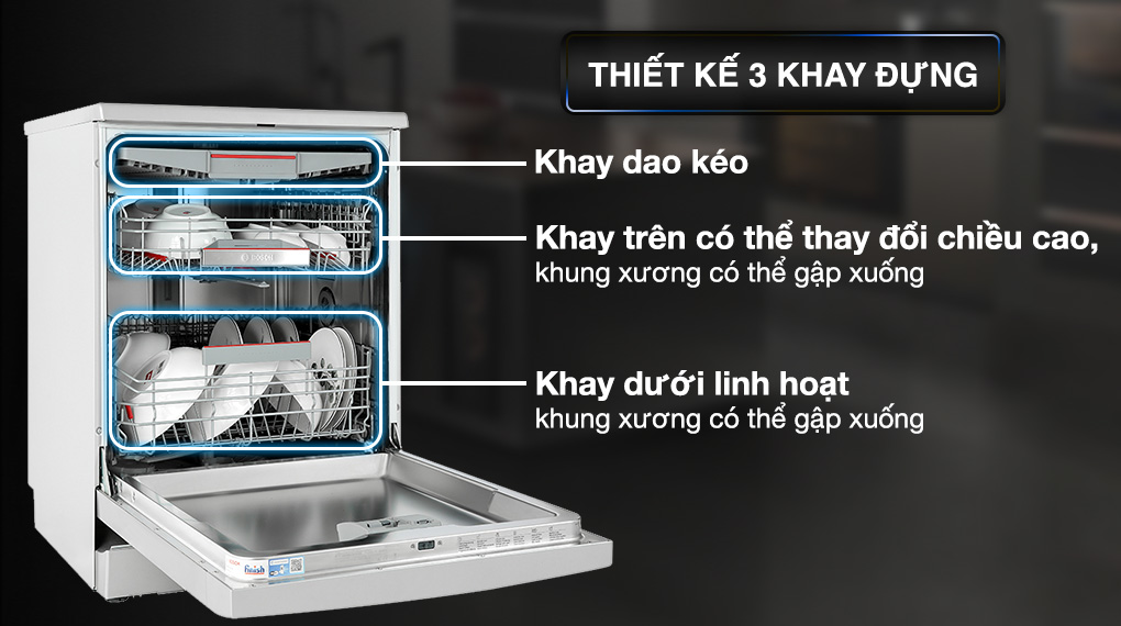 Máy rửa chén độc lập Bosch SMS6ECI93E - Khay để chén Máy rửa chén độc lập Bosch SMS6ECI93E - Khay để chén