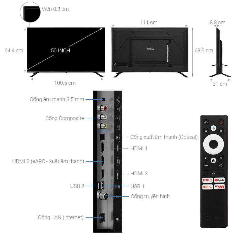 Google Tivi Casper 4K 50 inch D50UGC620