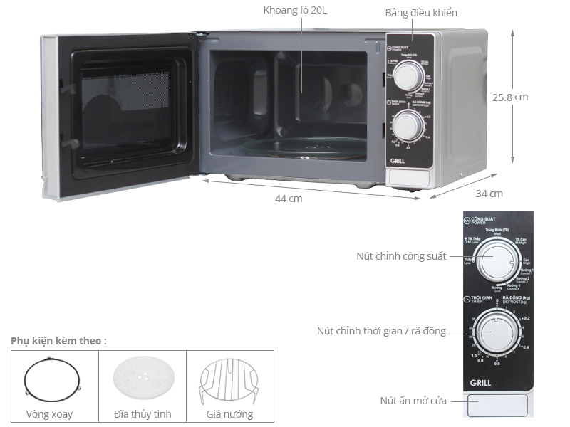 lo-vi-song-sharp-r-g223vn-sm-1-1 Lò vi sóng Sharp R-G223VN-SM 20 lít