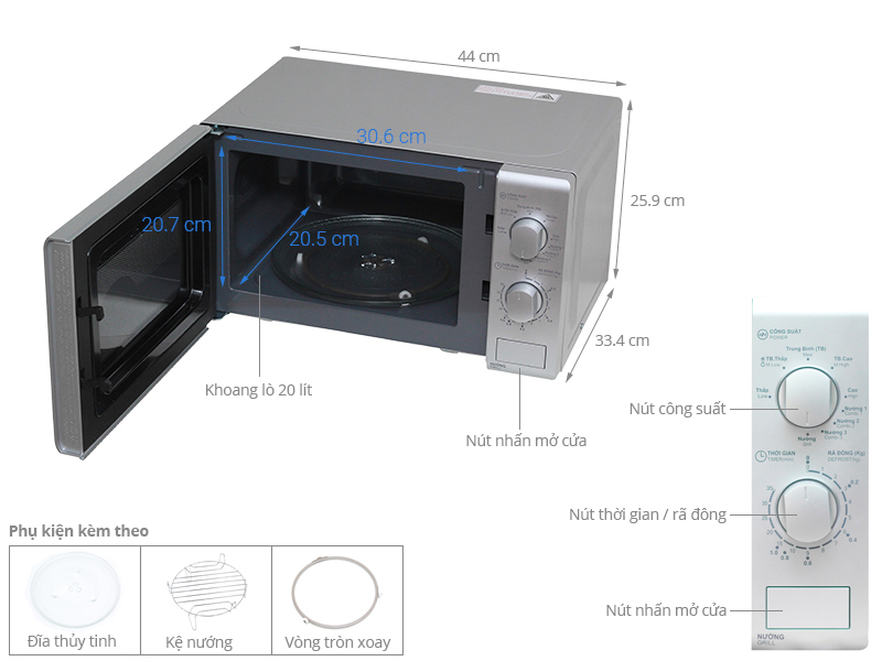 Lò vi sóng Sharp R-G226VN-S 20 lít