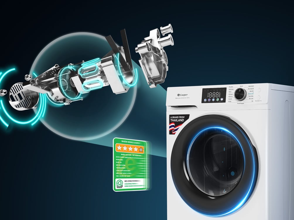 Máy giặt Casper dùng động cơ BLDC inverter bền bỉ Máy giặt Casper
