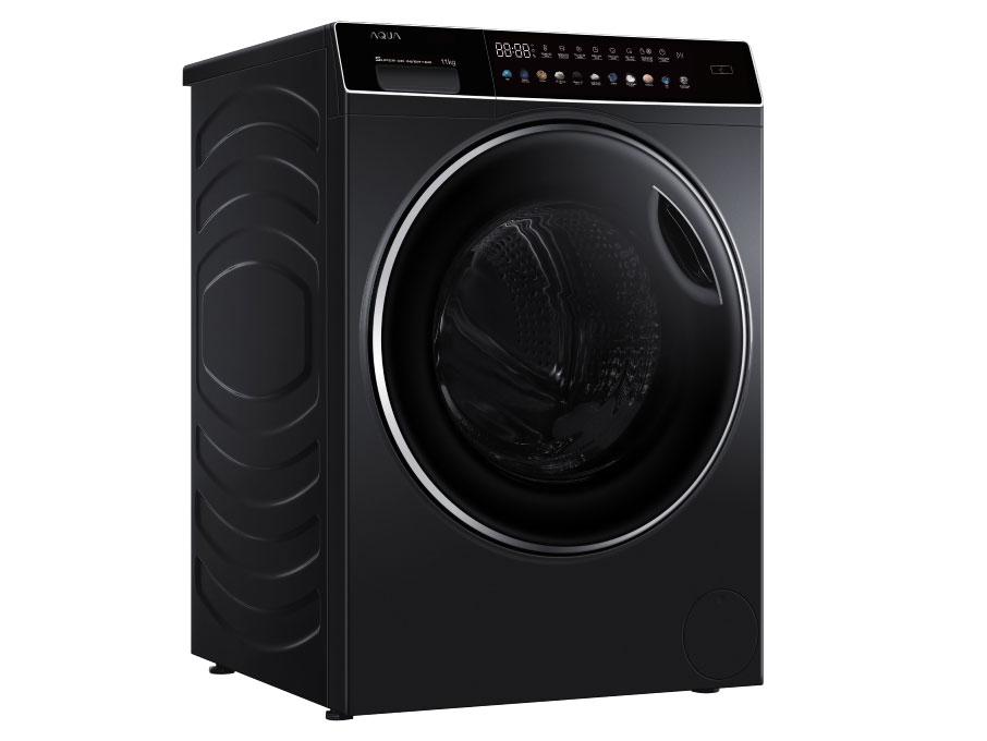 Máy giặt sấy Aqua dùng nắp kính dễ quan sát vào trong lồng giặt Máy giặt sấy Aqua