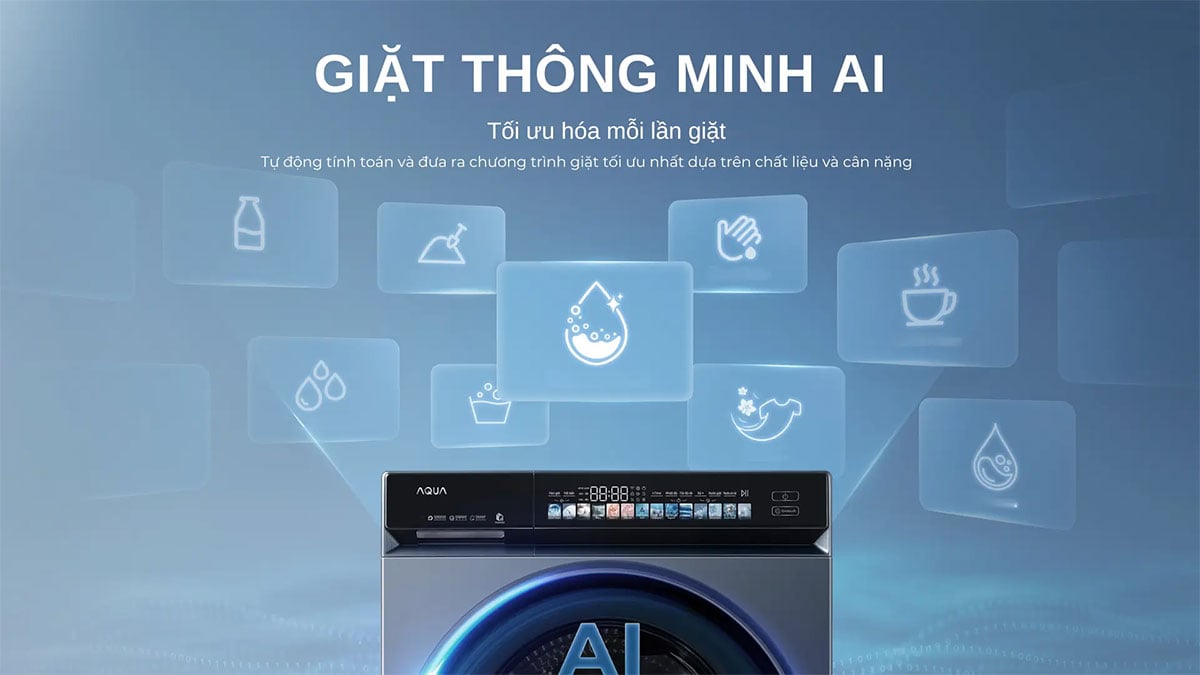 Máy ứng dụng công nghệ giặt AI thông minh Máy giặt sấy