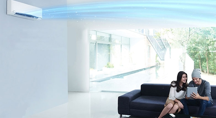 Luồng gió thoải mái Coanda tại cảm giác mát lạnh nhanh chóng và đồng đều Luồng gió thoải mái Coanda tại cảm giác mát lạnh nhanh chóng và đồng đều