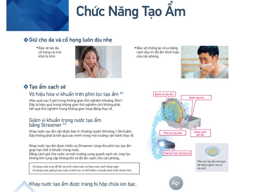 Daikin MCK555AVMV hỗ trợ tạo ẩm Daikin MCK555AVMV