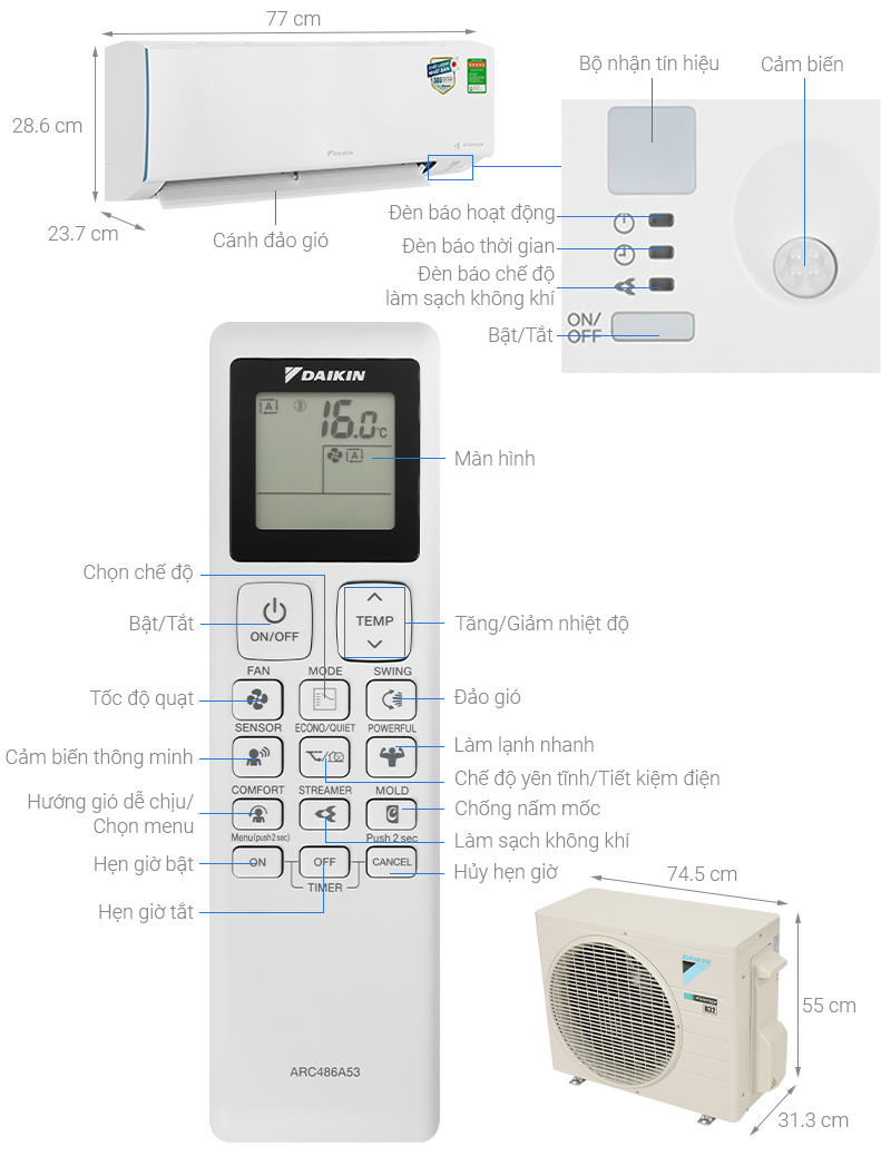 note Máy lạnh 2 chiều Daikin Inverter 1 HP ATHF25XVMV