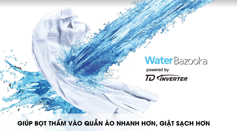 Máy giặt Panasonic 10 Kg Inverter NA-V10FG1WVT với công nghệ Water Bazooka
