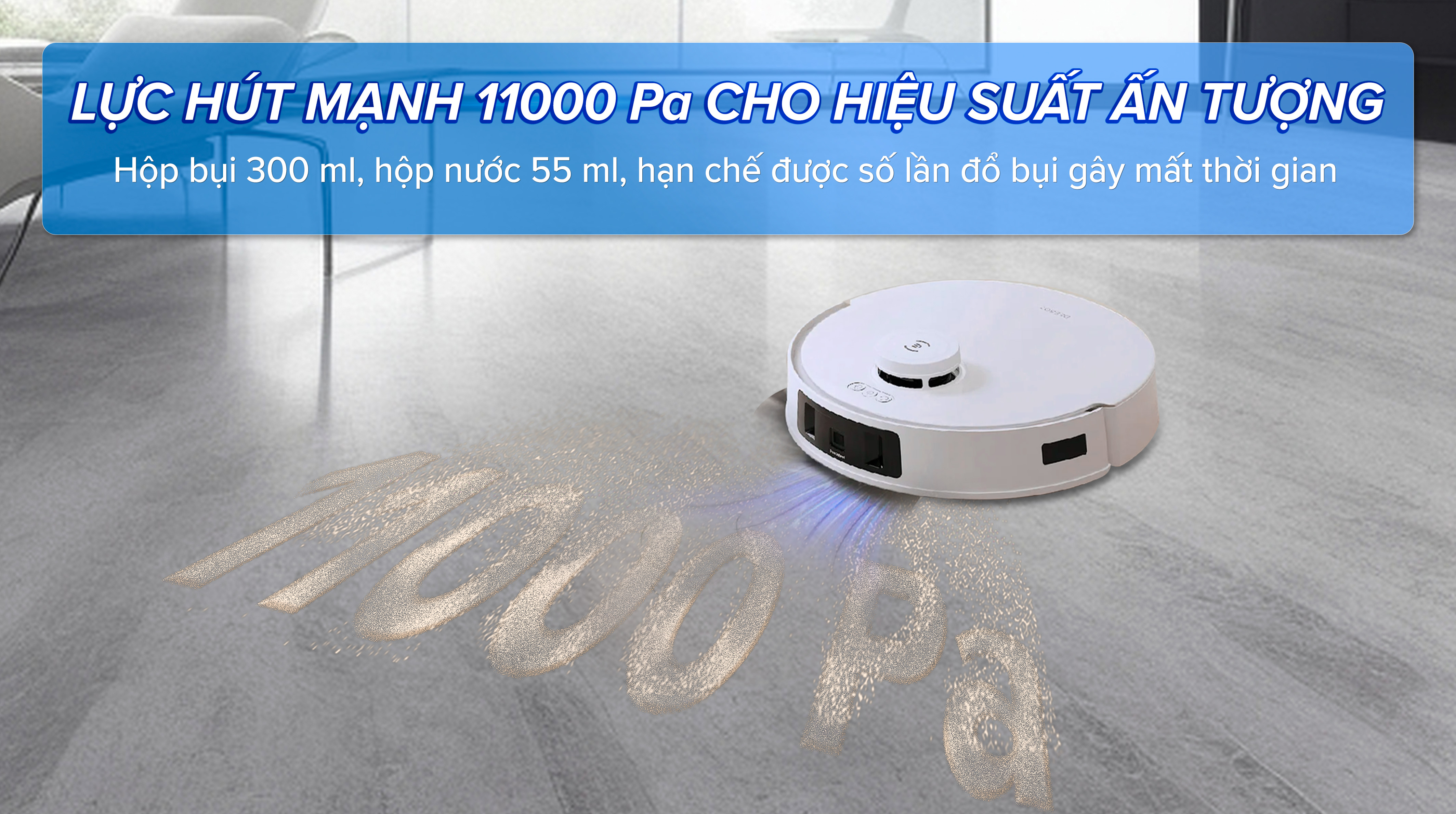 Robot hút bụi lau nhà Ecovacs T30 PRO OMNI - Trắng - Lực hút mạnh