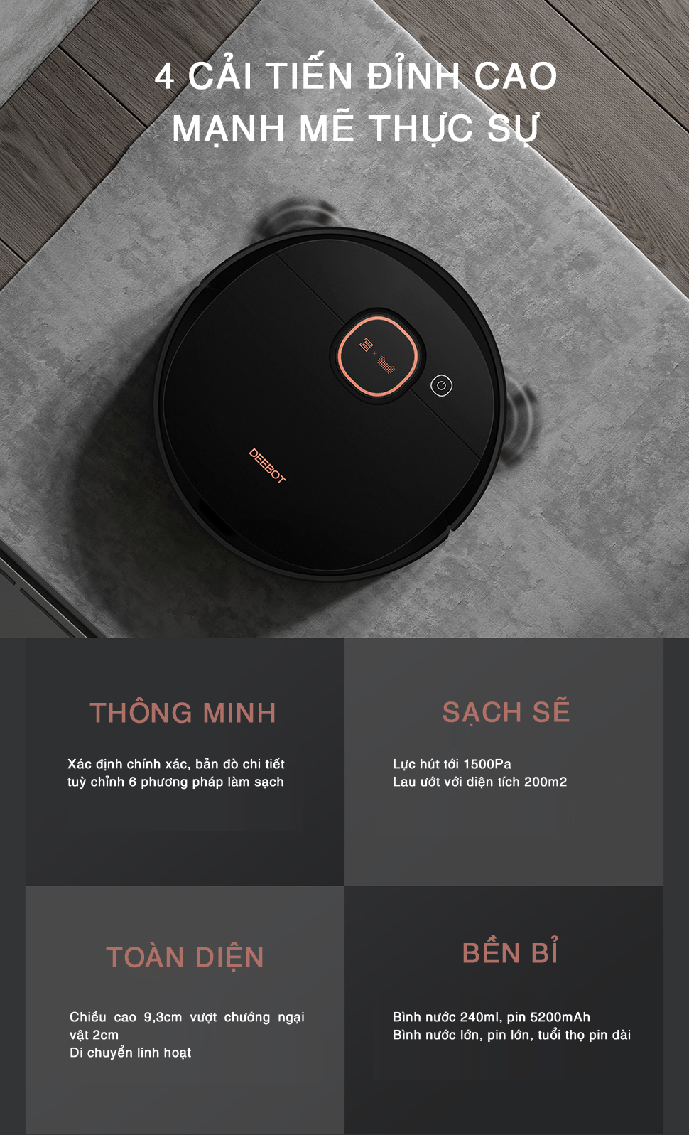 Robot hút bụi lau nhà Ecovacs Deebot T5 Max