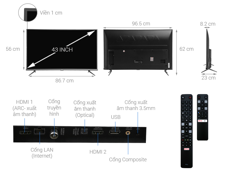 tcl-l43a8-1 Android Tivi TCL 4K 43 inch L43A8-1