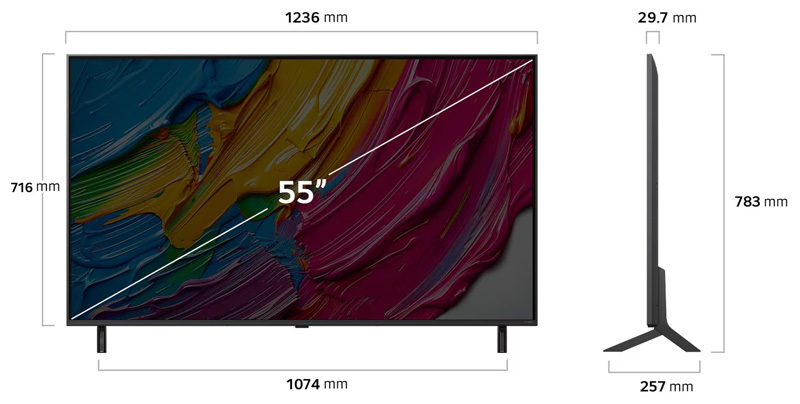 Kích thước Tivi LG QNED AI 4K 55 inch 55QNED80ASA Kích thước Tivi LG QNED AI 4K 55 inch 55QNED80ASA