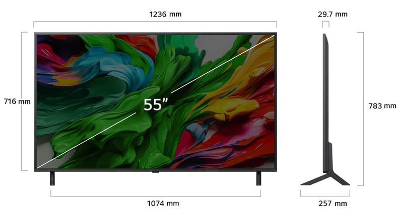 Kích thước Smart Tivi LG QNED evo AI 4K 55 inch 55QNED86ASA Kích thước Smart Tivi LG QNED evo AI 4K 55 inch 55QNED86ASA