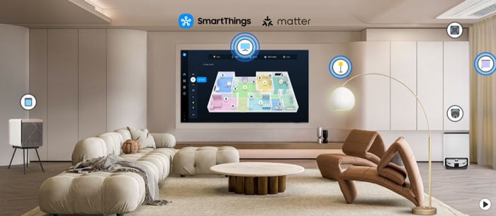Smart Tivi Samsung 4K Crystal UHD 43 inch UA43U8000FKXXV có tích hợp ứng dụng SmartThings