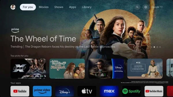 Tivi TCL 75 inch QD-MiniLED 75C6K sử dụng hệ điều hành có giao diện Google TV thân thiện