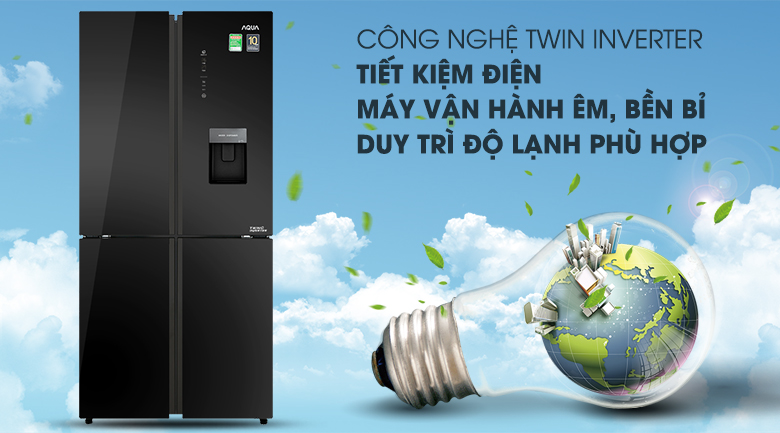 Tủ lạnh Aqua Inverter 456 lít AQR-IGW525EM GB