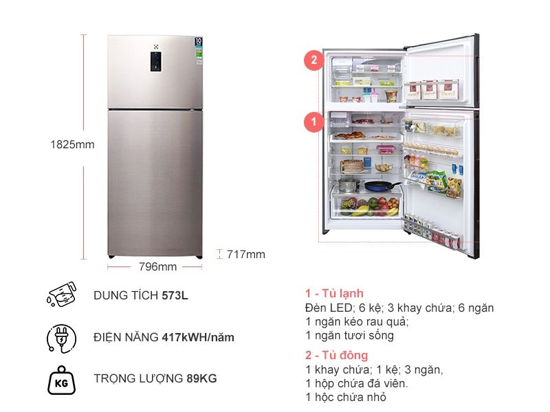 tu lanh electrolux 573 lit ete5722ga