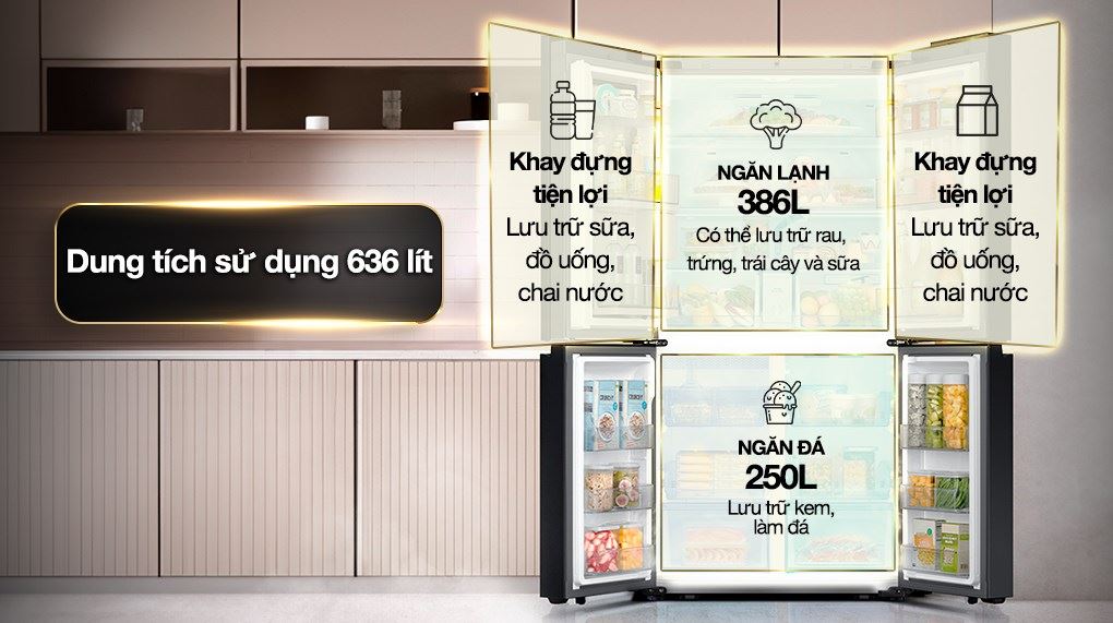 Tủ lạnh Samsung Inverter 636 lít Multi Door RF65DB990012SV - Dung tích