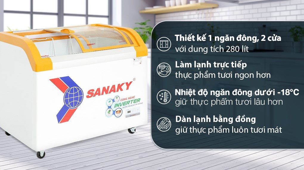 vh-3899k3b-1 Tủ Đông Sanaky Inverter 280 lít VH-3899K3B