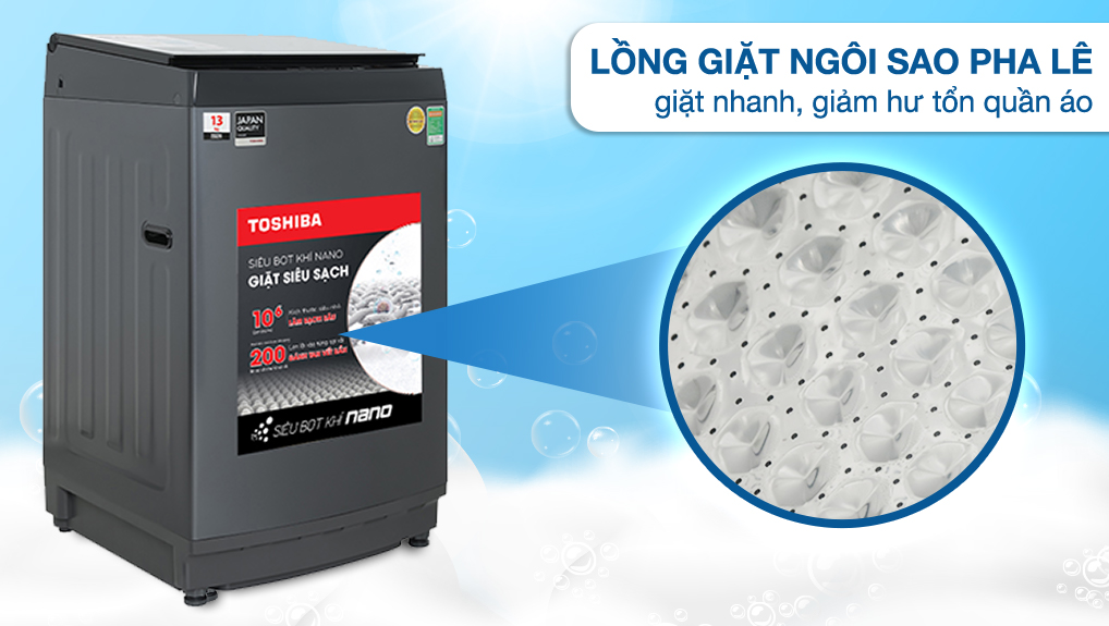 Lồng giặt ngôi sao Máy giặt Toshiba Inverter 13 kg AW-DUM1400LV (MK) Lồng giặt ngôi sao Máy giặt Toshiba Inverter 13 kg AW-DUM1400LV (MK)